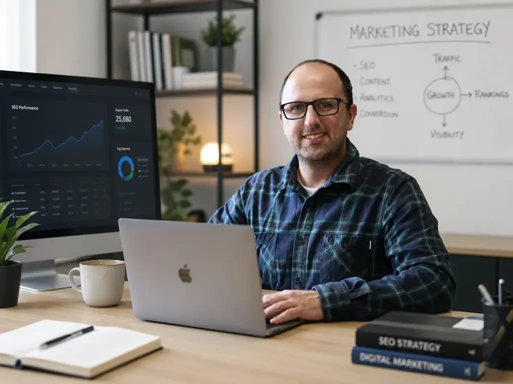 Ambiente de trabalho de um especialista em WordPress e SEO